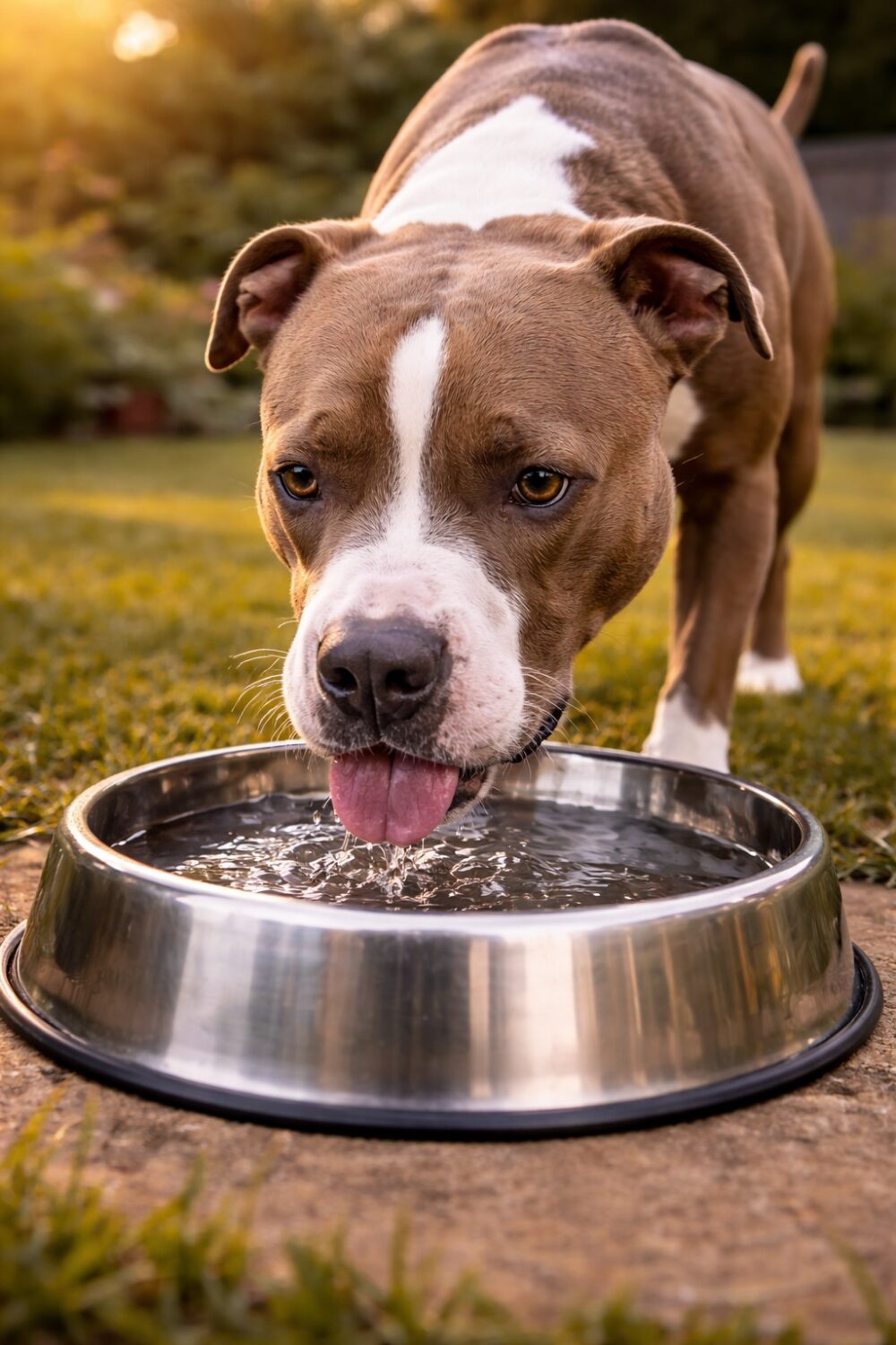 pitbull drinking